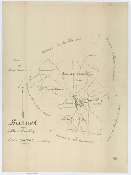 Gannes - Cadastre napoléonien (copie), tableau d'assemblage