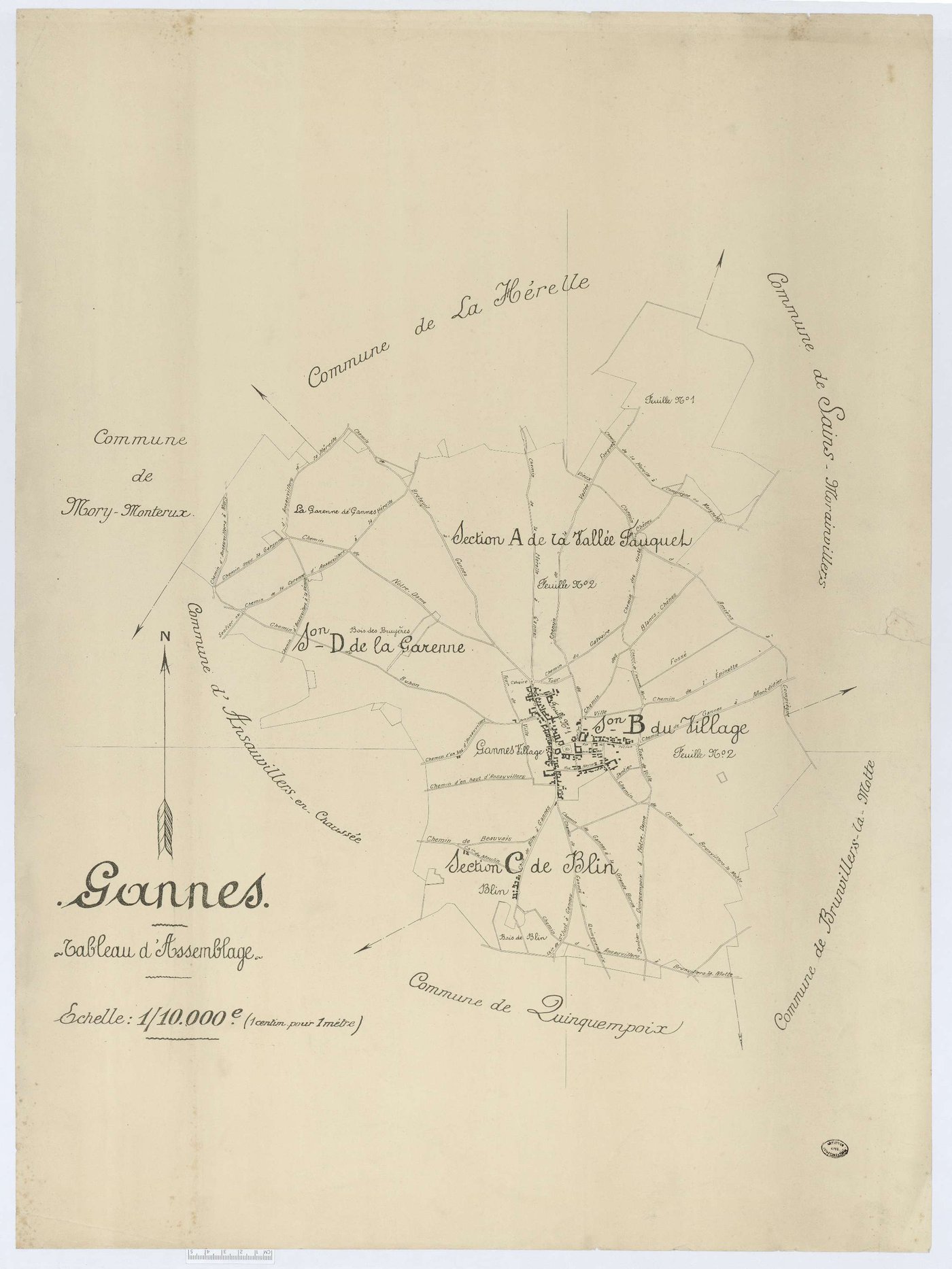 Gannes - Cadastre napoléonien (copie), tableau d'assemblage