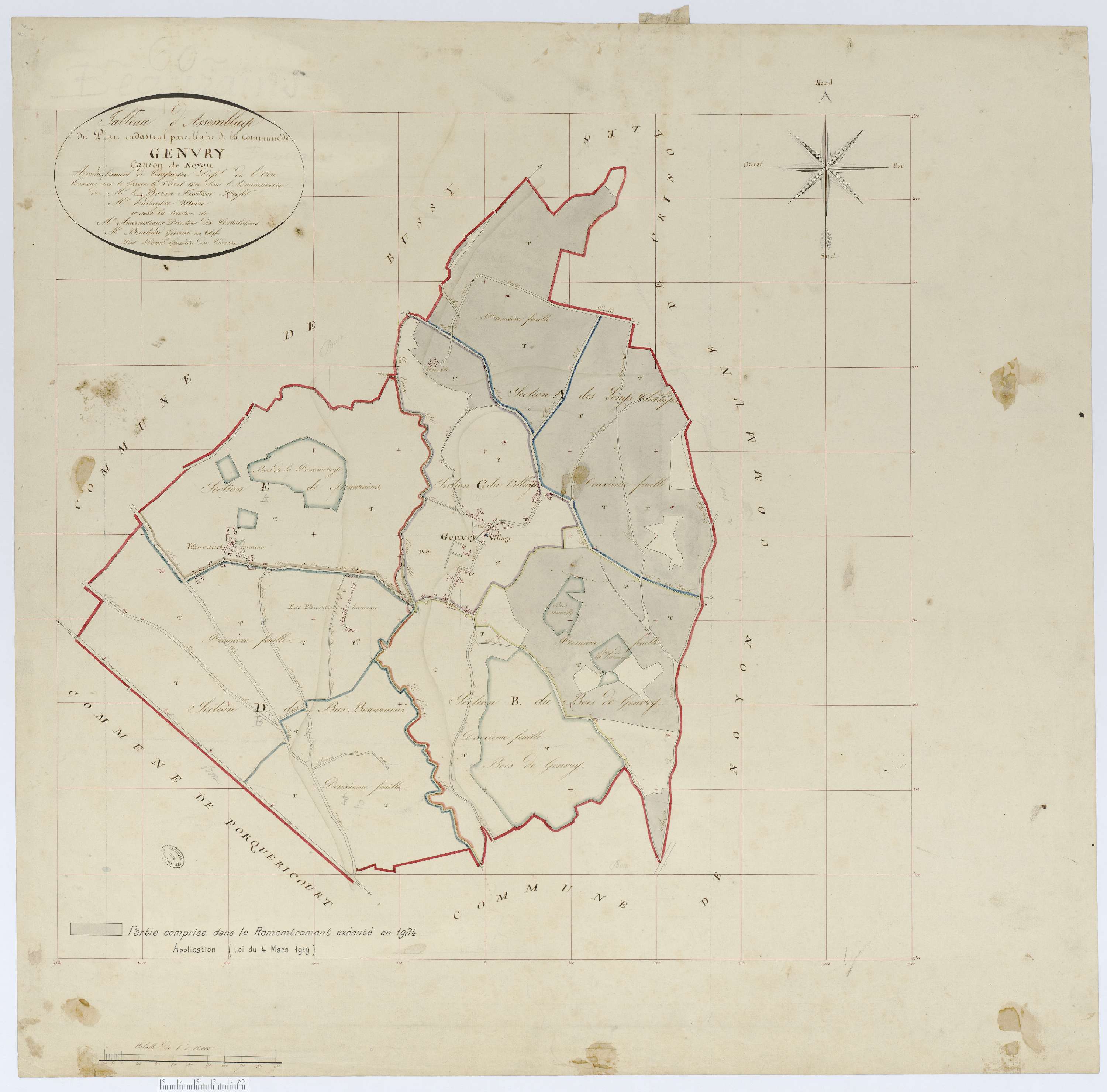 Genvry - Cadastre napoléonien (copie), tableau d'assemblage