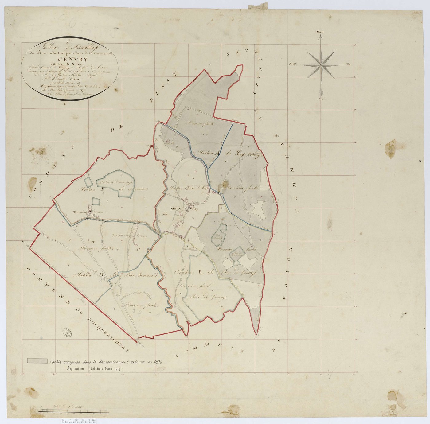 Genvry - Cadastre napoléonien (copie), tableau d'assemblage