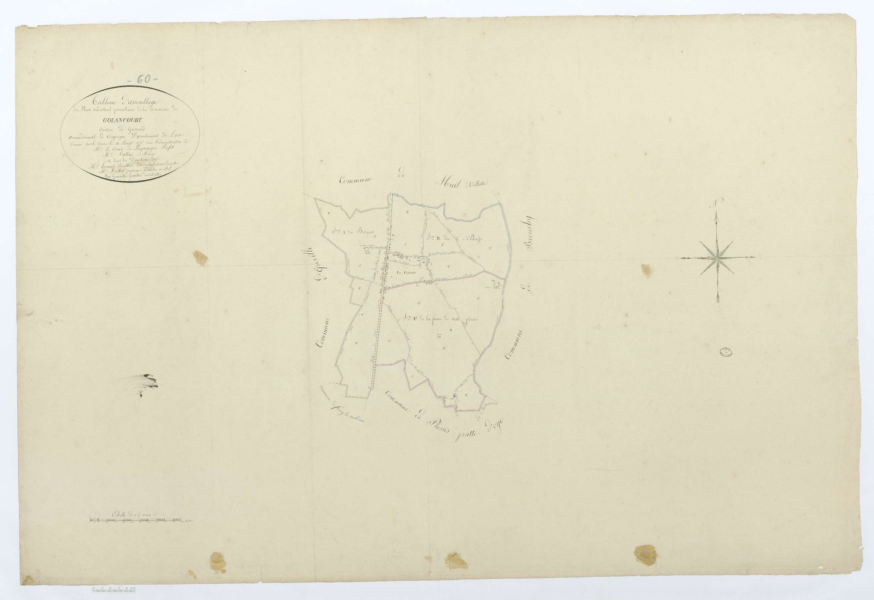 Golancourt - Cadastre napoléonien, tableau d'assemblage