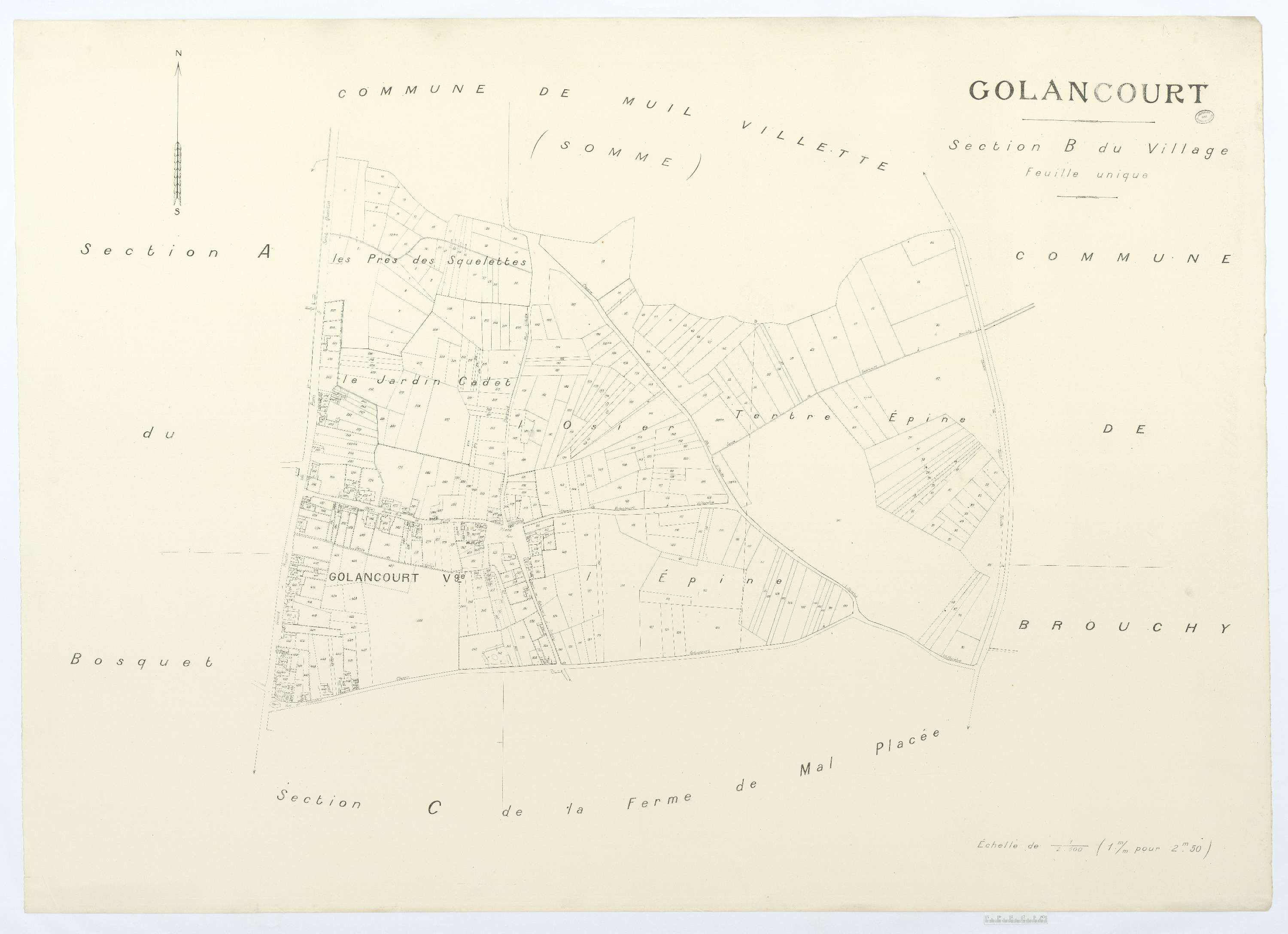 Golancourt - Cadastre napoléonien (copie), section B, feuille unique