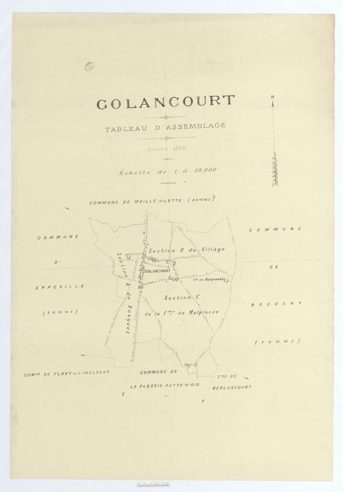Golancourt - Cadastre napoléonien (copie), tableau d'assemblage