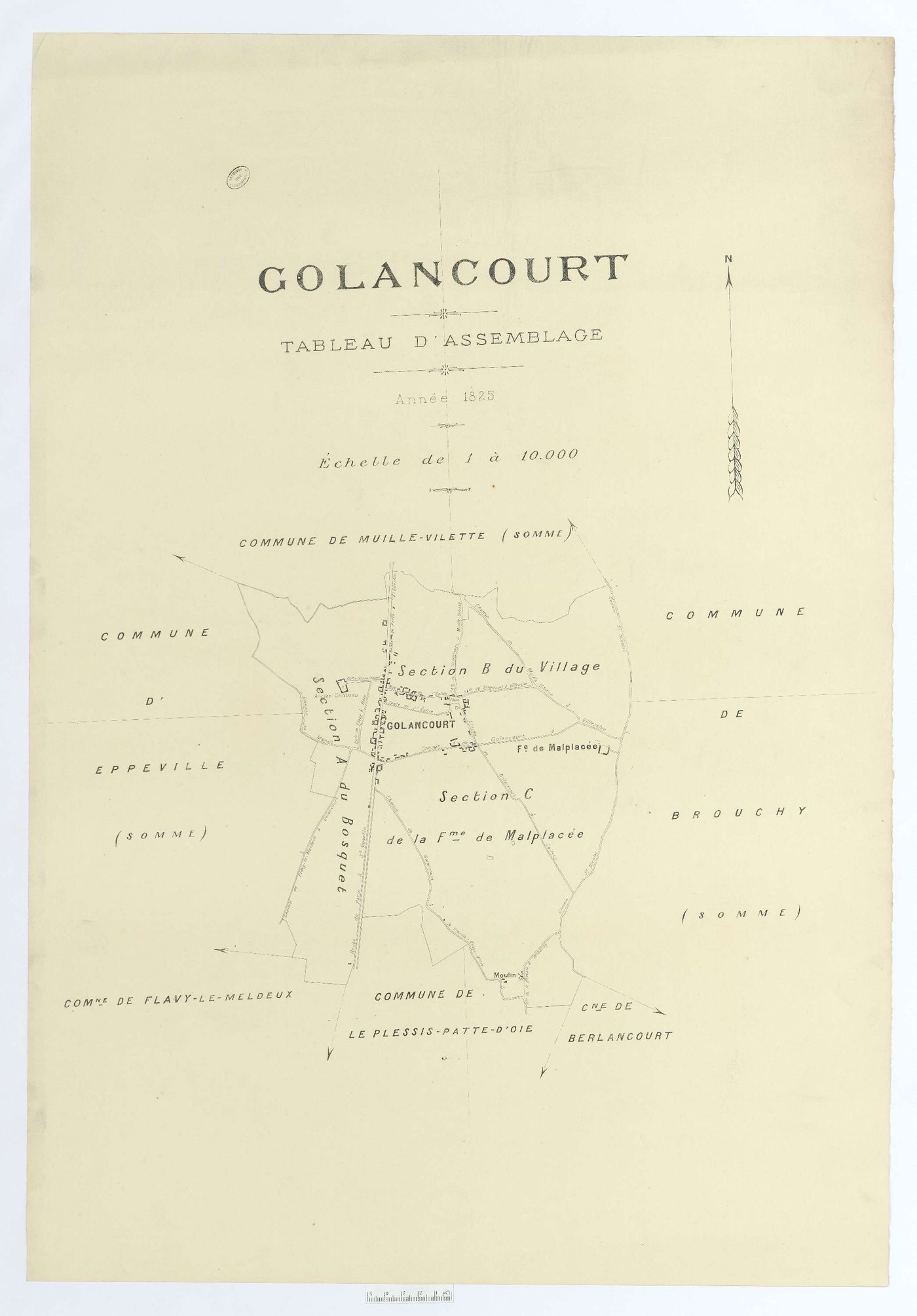 Golancourt - Cadastre napoléonien (copie), tableau d'assemblage