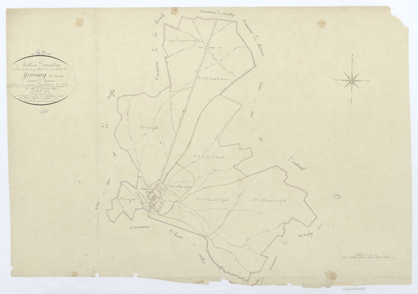 Gournay-sur-Aronde - Cadastre napoléonien, tableau d'assemblage