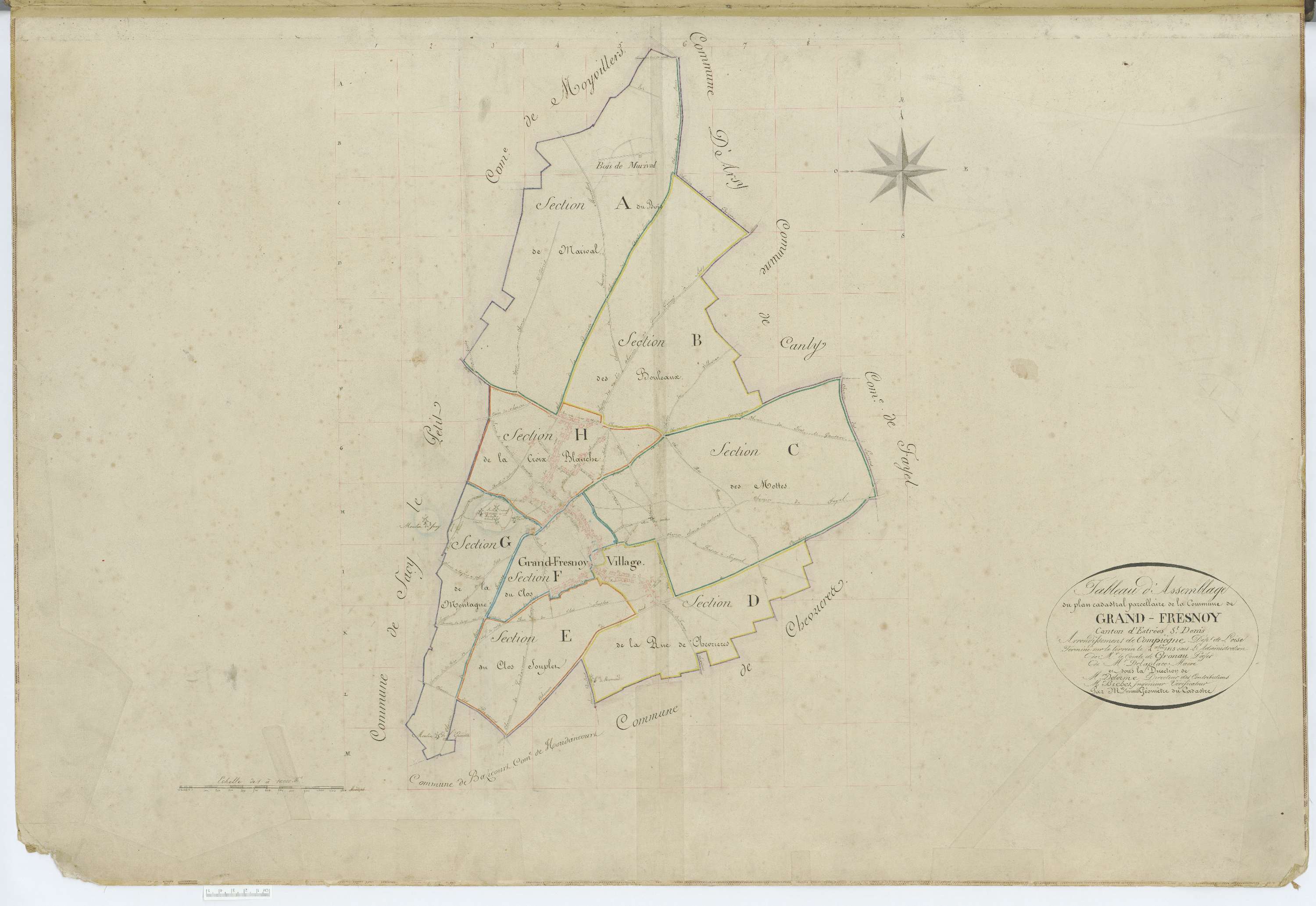 Grandfresnoy - Cadastre napoléonien, tableau d'assemblage