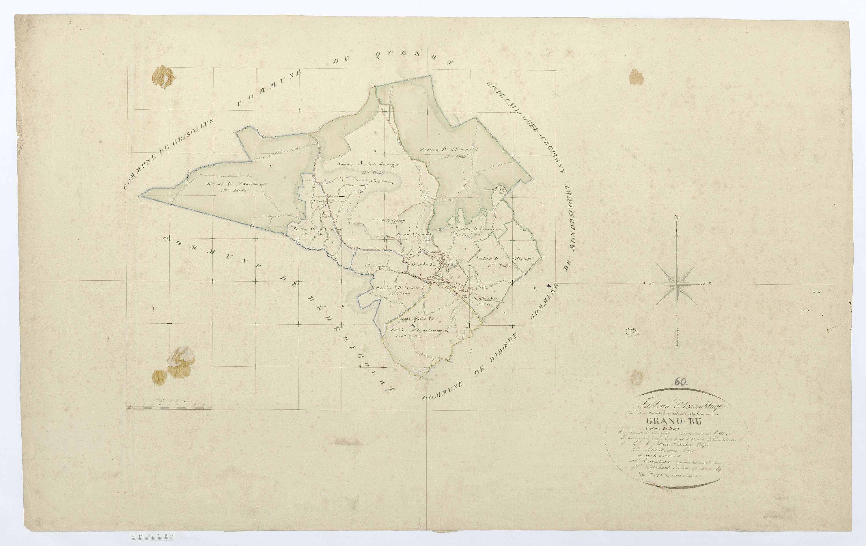 Grandrû - Cadastre napoléonien, tableau d'assemblage