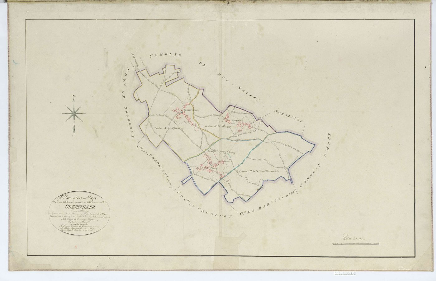 Grémévillers - Cadastre napoléonien, tableau d'assemblage