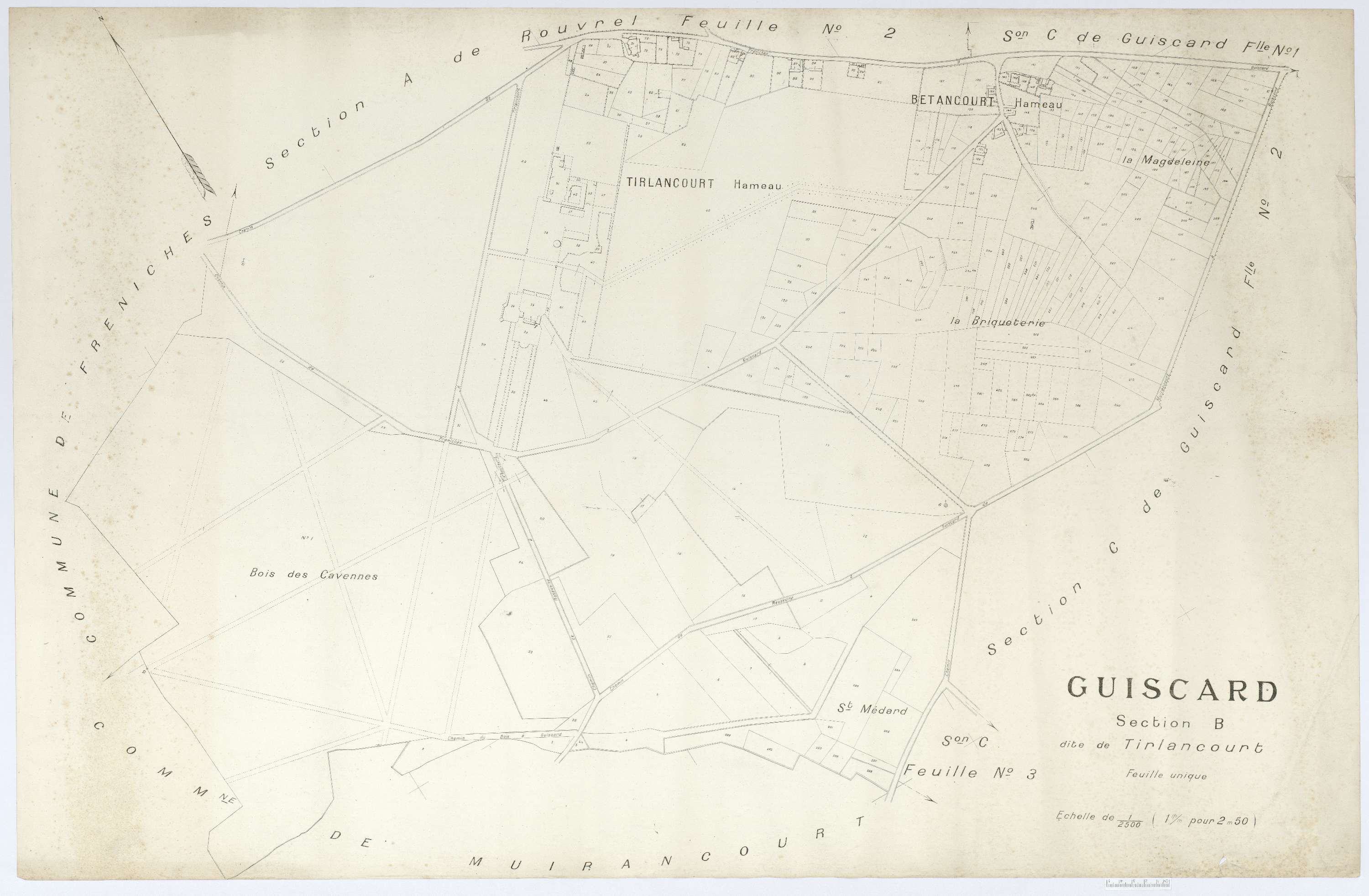 Guiscard - Cadastre napoléonien (copie), section B, feuille unique