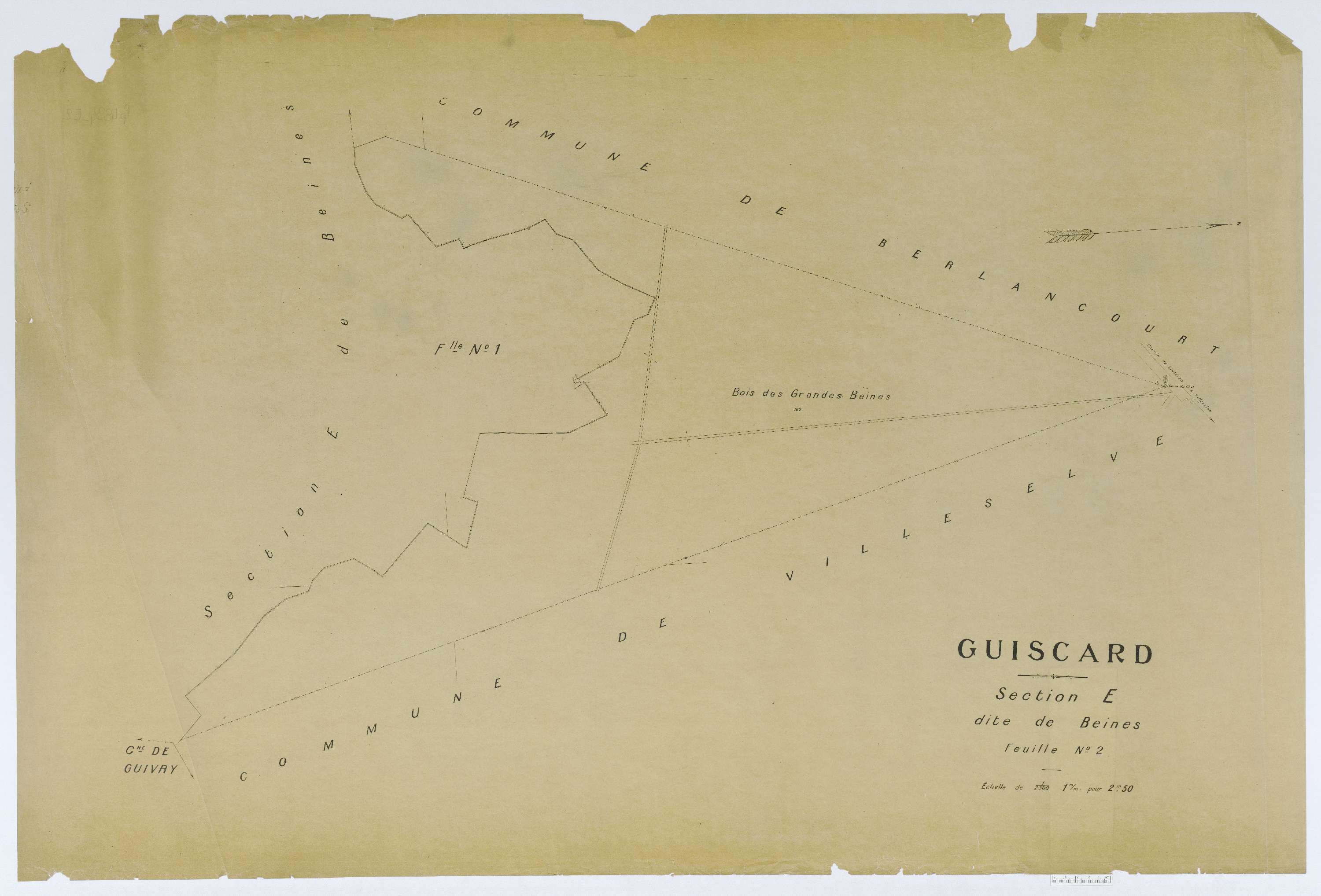 Guiscard - Cadastre napoléonien (copie), section E2, copie calque