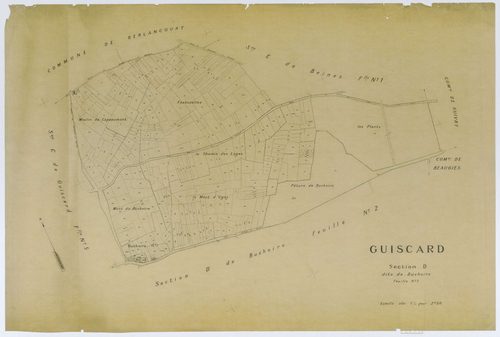 Guiscard - Cadastre napoléonien (copie), section D1, copie calque