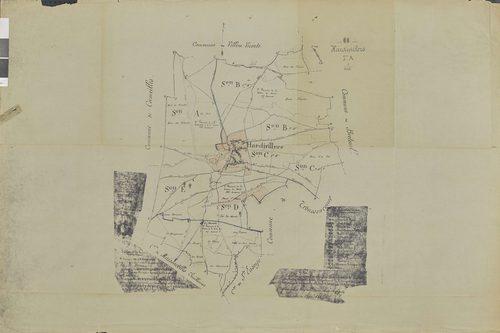 Hardivillers - Cadastre rénové, tableau d'assemblage, sur fond de cadastre napoléonien