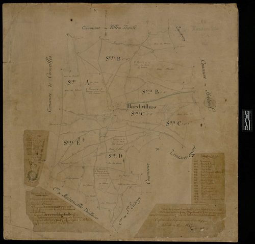 Hardivillers - Cadastre napoléonien, tableau d'assemblage
