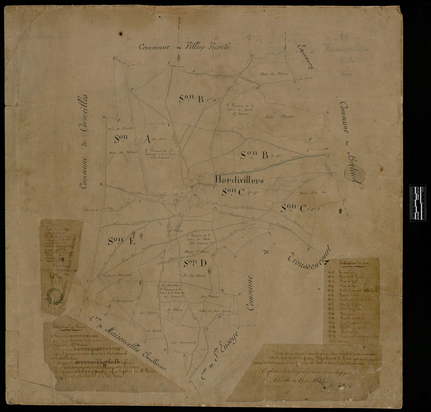 Hardivillers - Cadastre napoléonien, tableau d'assemblage