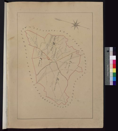 Hénonville - Cadastre napoléonien avec indication des propriétés de la famille d'Ivry, tableau d'assemblage