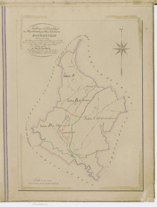 Hondainville - Cadastre napoléonien, tableau d'assemblage