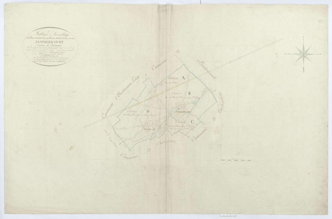 Jaméricourt - Cadastre napoléonien, tableau d'assemblage