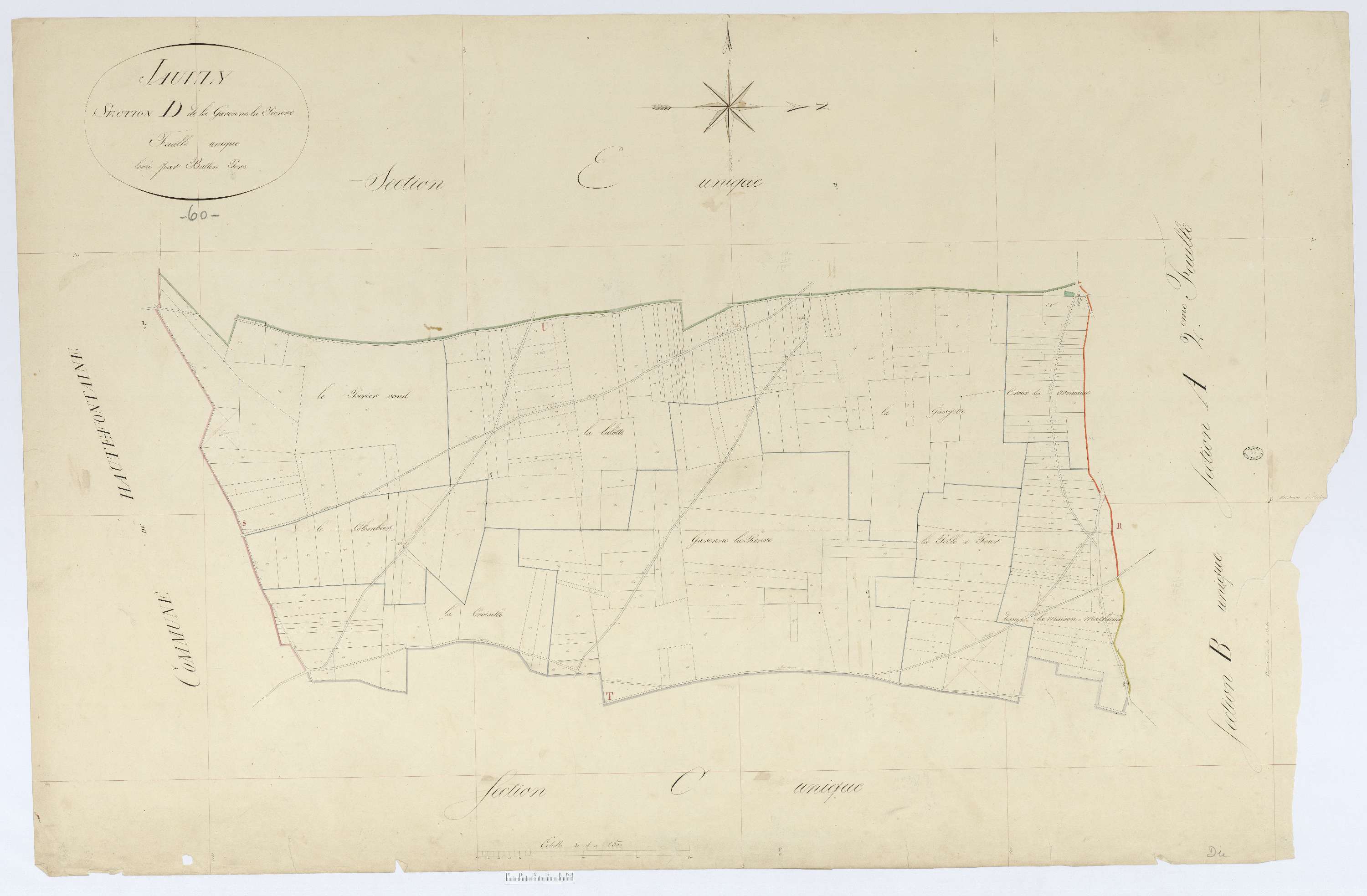 Jaulzy - Cadastre napoléonien, section D, feuille unique