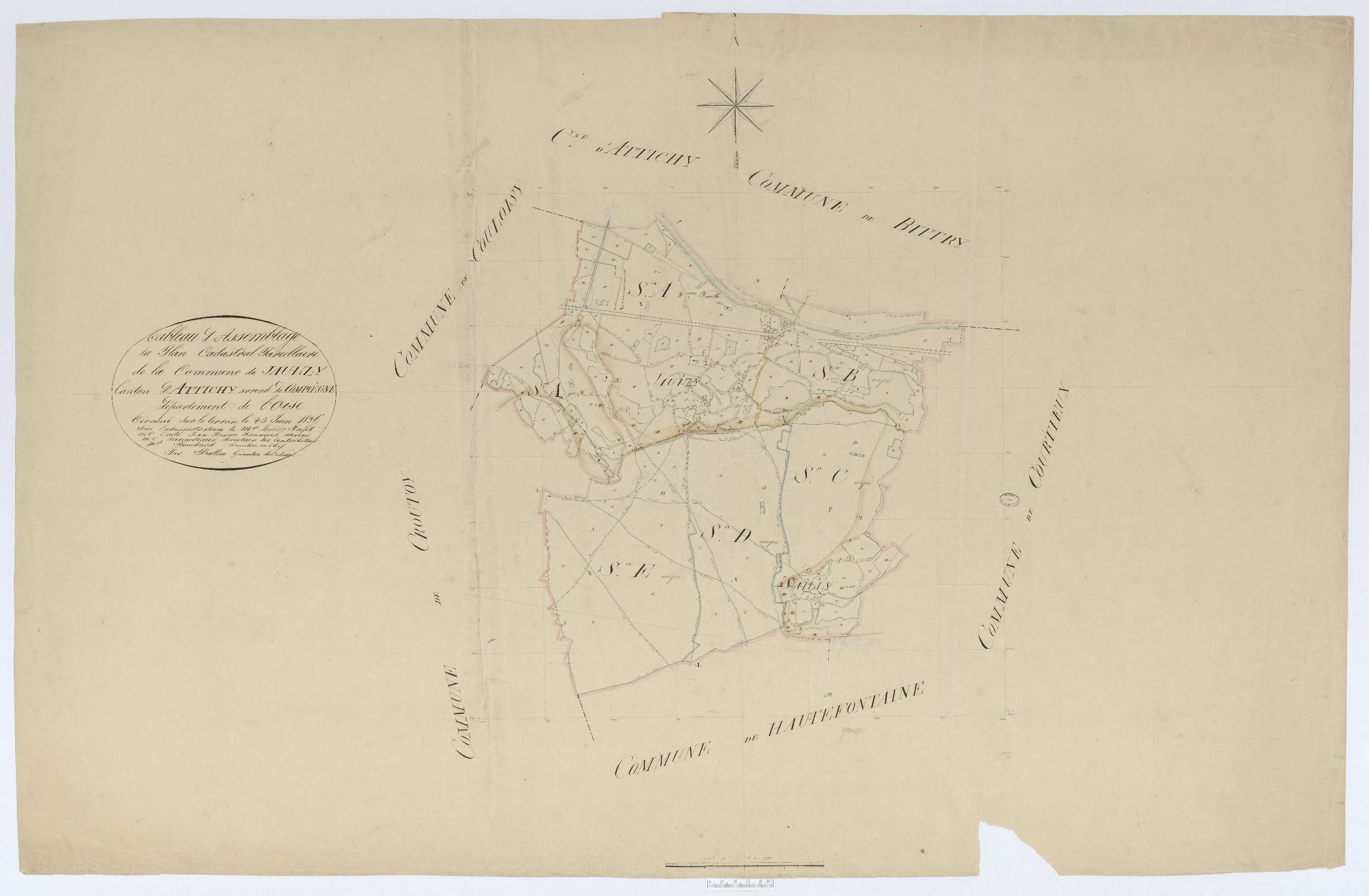 Jaulzy - Cadastre napoléonien, tableau d'assemblage