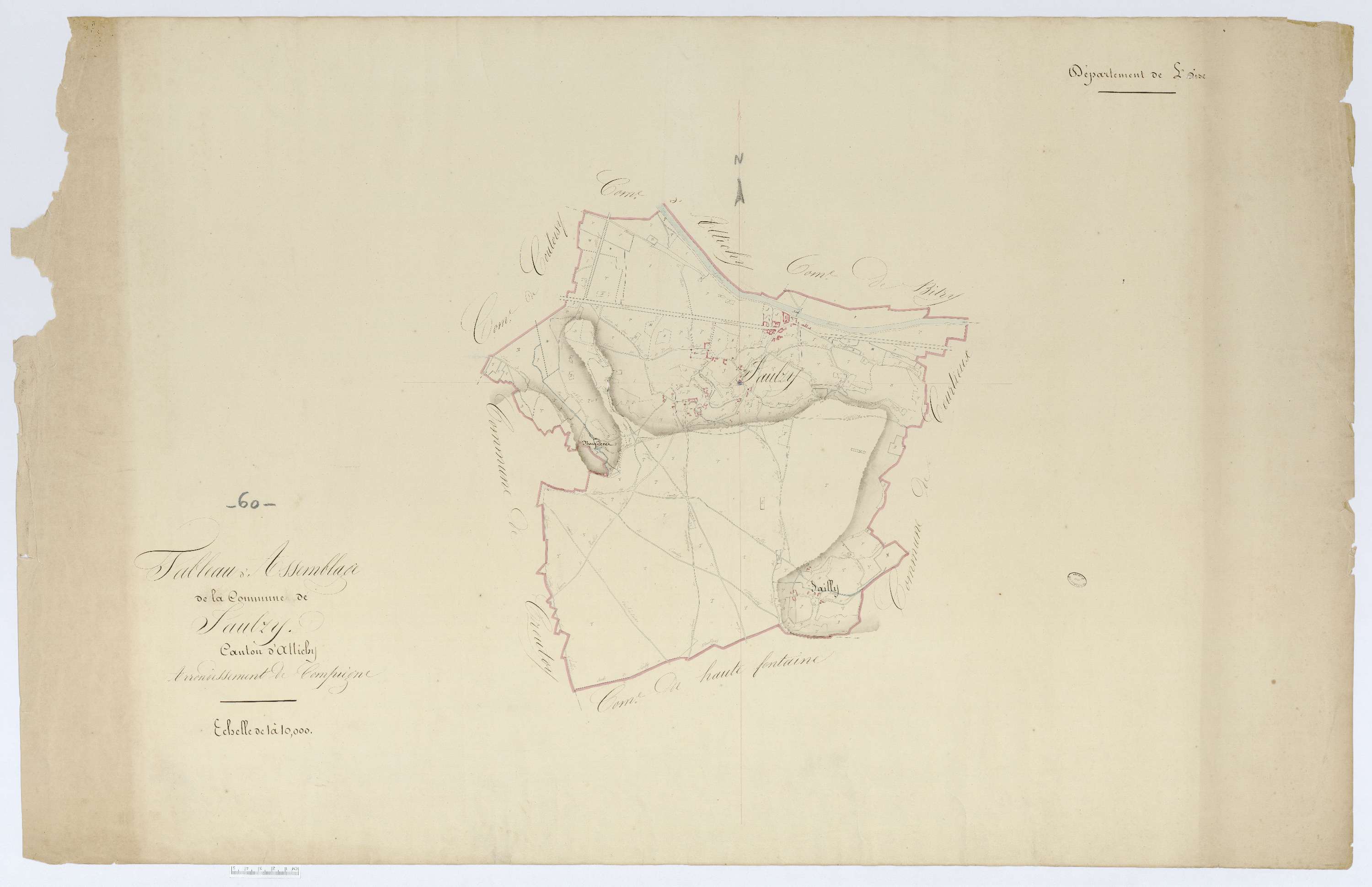 Jaulzy - Cadastre napoléonien, tableau d'assemblage