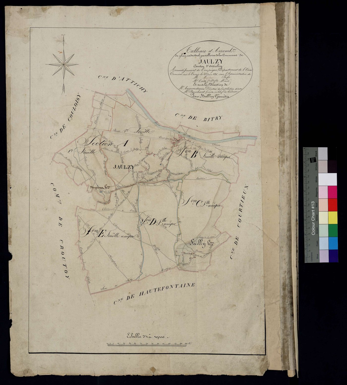 Jaulzy - Cadastre napoléonien, tableau d'assemblage