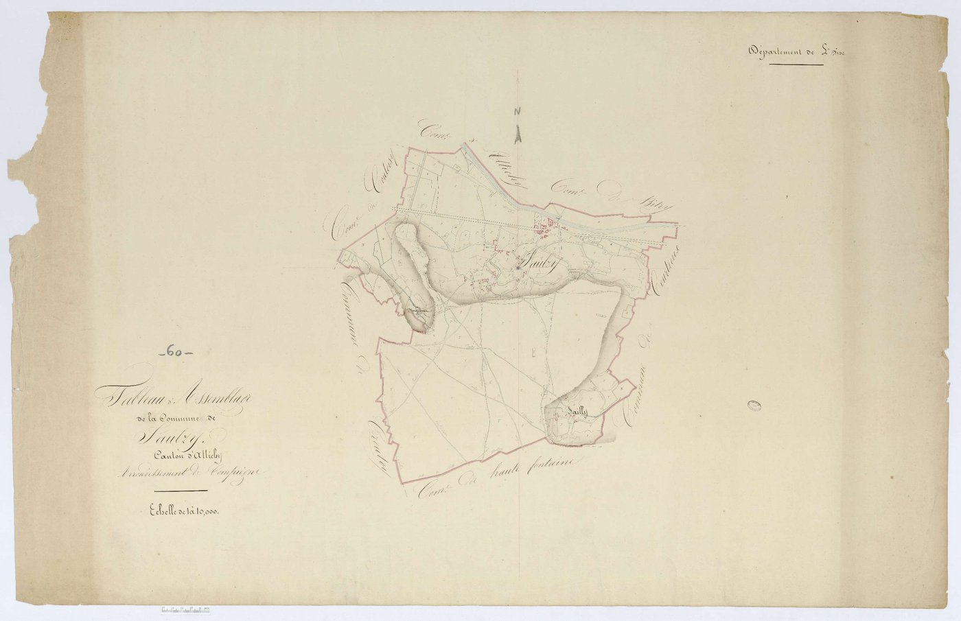 Jaulzy - Cadastre napoléonien, tableau d'assemblage