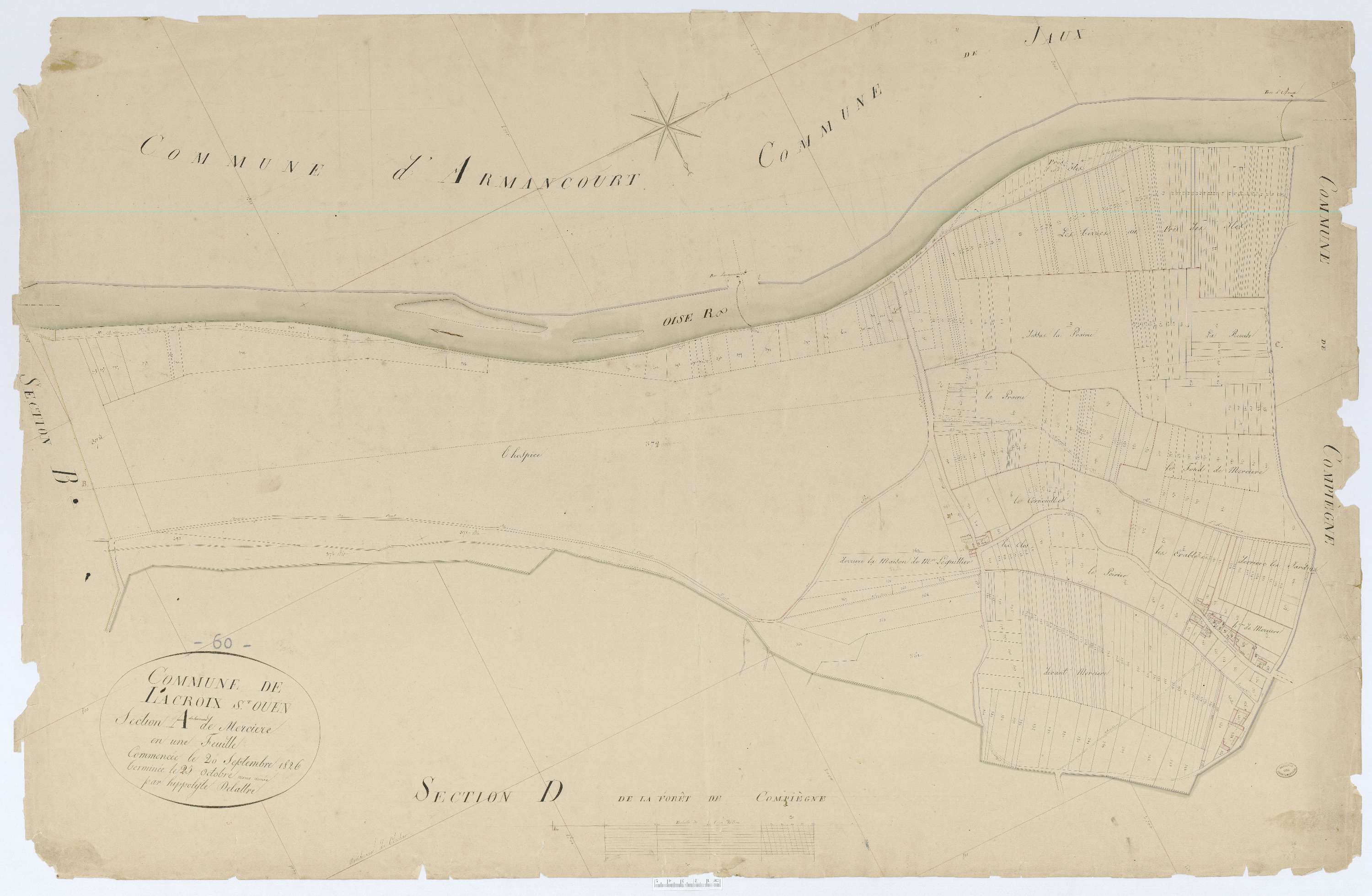 Lacroix-Saint-Ouen - Cadastre napoléonien, section A, feuille unique