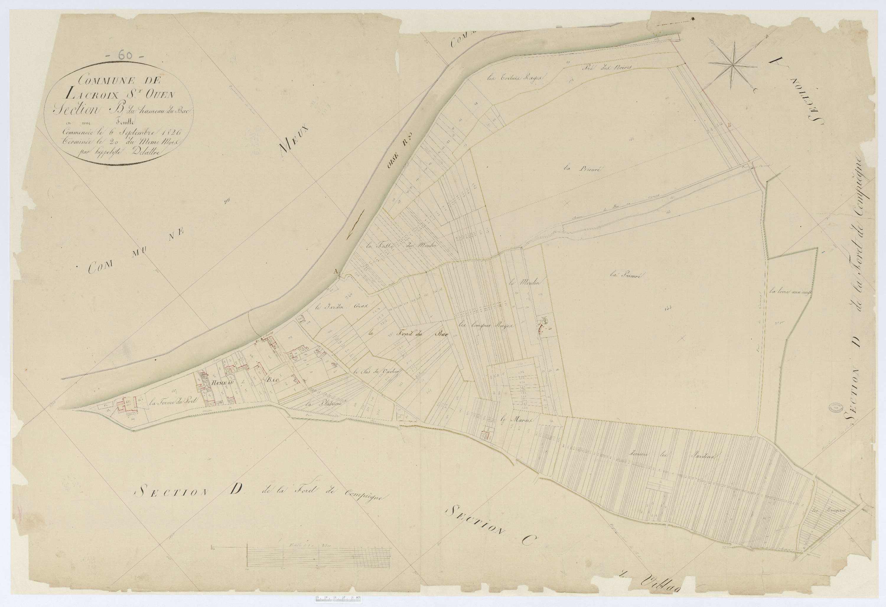 Lacroix-Saint-Ouen - Cadastre napoléonien, section B, feuille unique