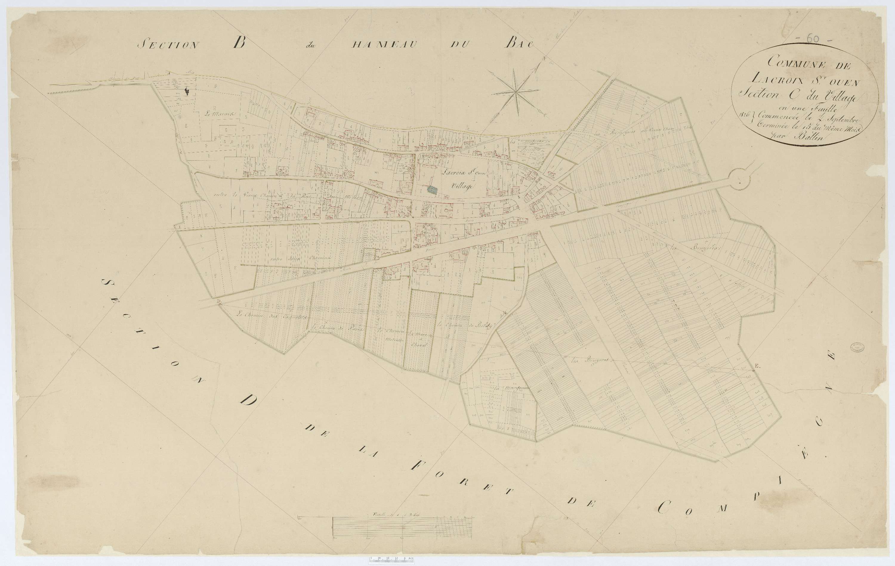 Lacroix-Saint-Ouen - Cadastre napoléonien, section C, feuille unique