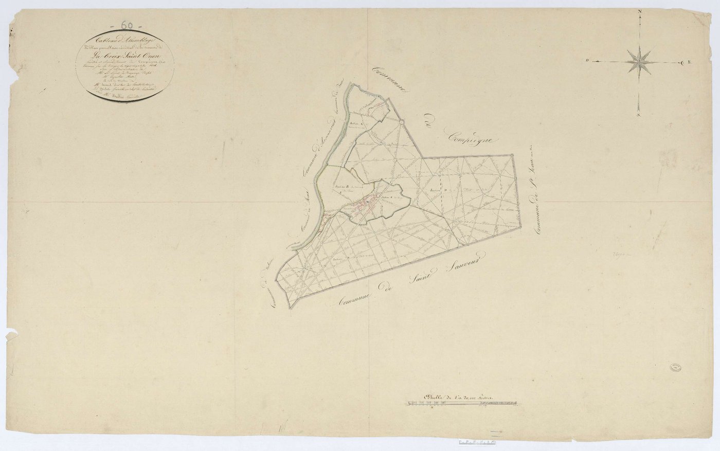 Lacroix-Saint-Ouen - Cadastre napoléonien, tableau d'assemblage, feuille unique