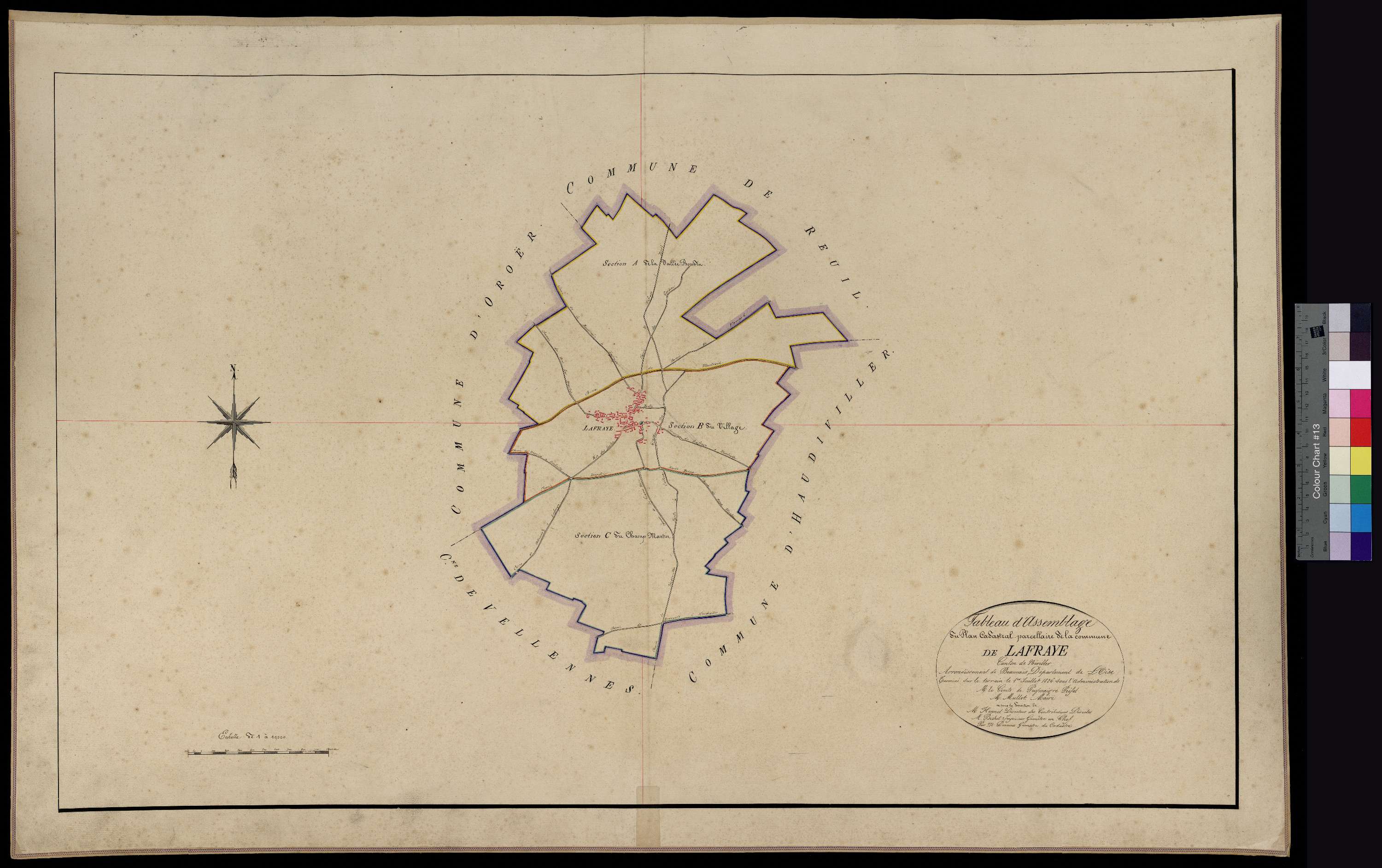 Lafraye - Cadastre napoléonien, section tableau d'assemblage