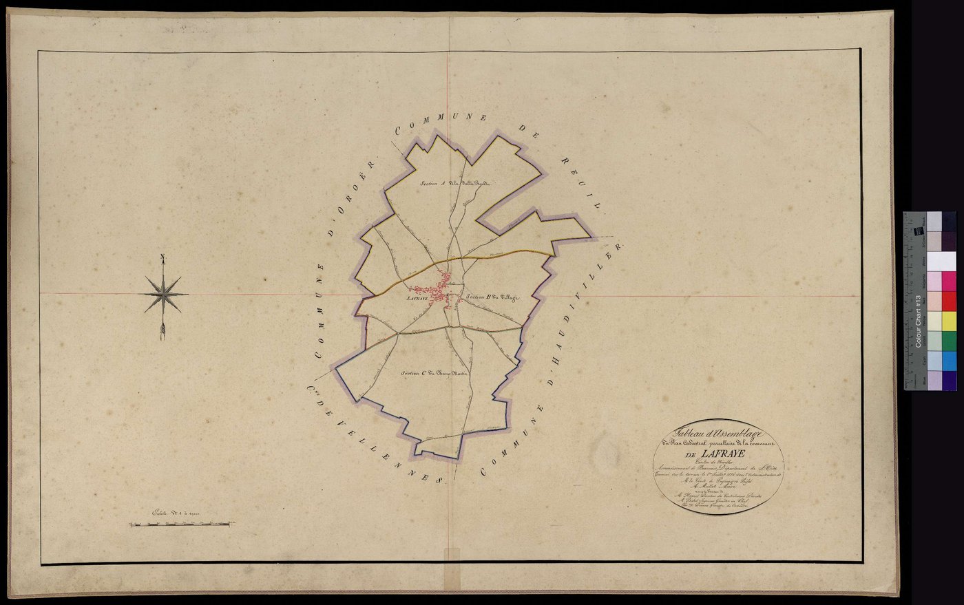 Lafraye - Cadastre napoléonien, section tableau d'assemblage