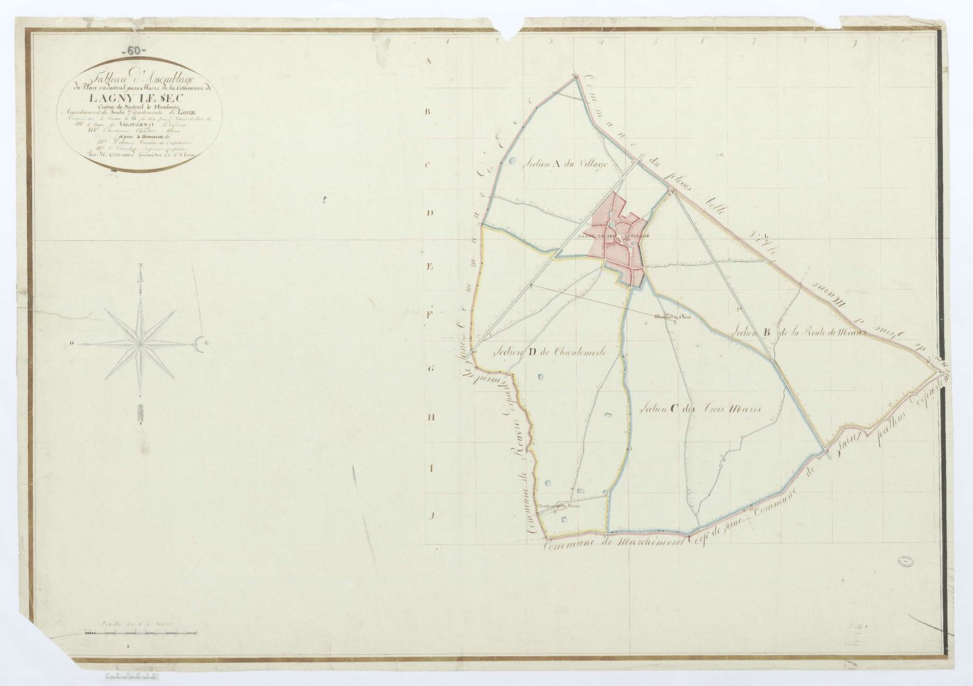 Lagny-le-Sec - Cadastre napoléonien, tableau d'assemblage