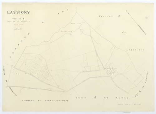 Lassigny - Cadastre napoléonien (copie), section B, feuille unique