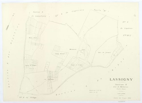 Lassigny - Cadastre napoléonien (copie), section D, feuille unique