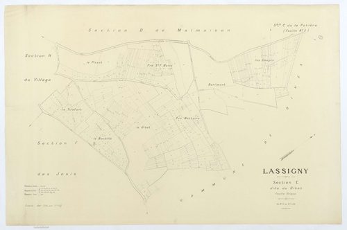 Lassigny - Cadastre napoléonien (copie), section E, feuille unique