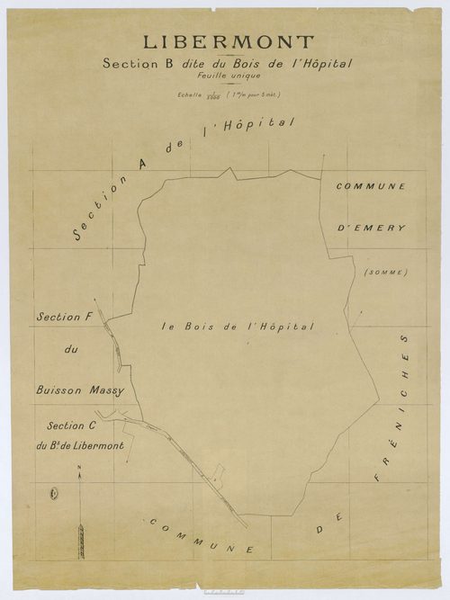 Libermont - Cadastre napoléonien (copie), section B, feuille unique, copie calque