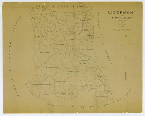 Libermont - Cadastre napoléonien (copie), section D, feuille unique, copie calque