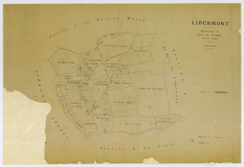 Libermont - Cadastre napoléonien (copie), section E, feuille unique, copie calque