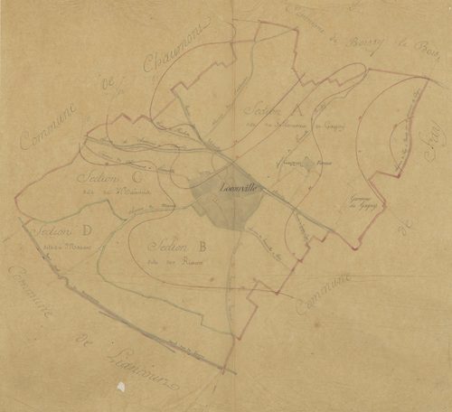 Loconville - Cadastre napoléonien, copie calque du tableau d'assemblage