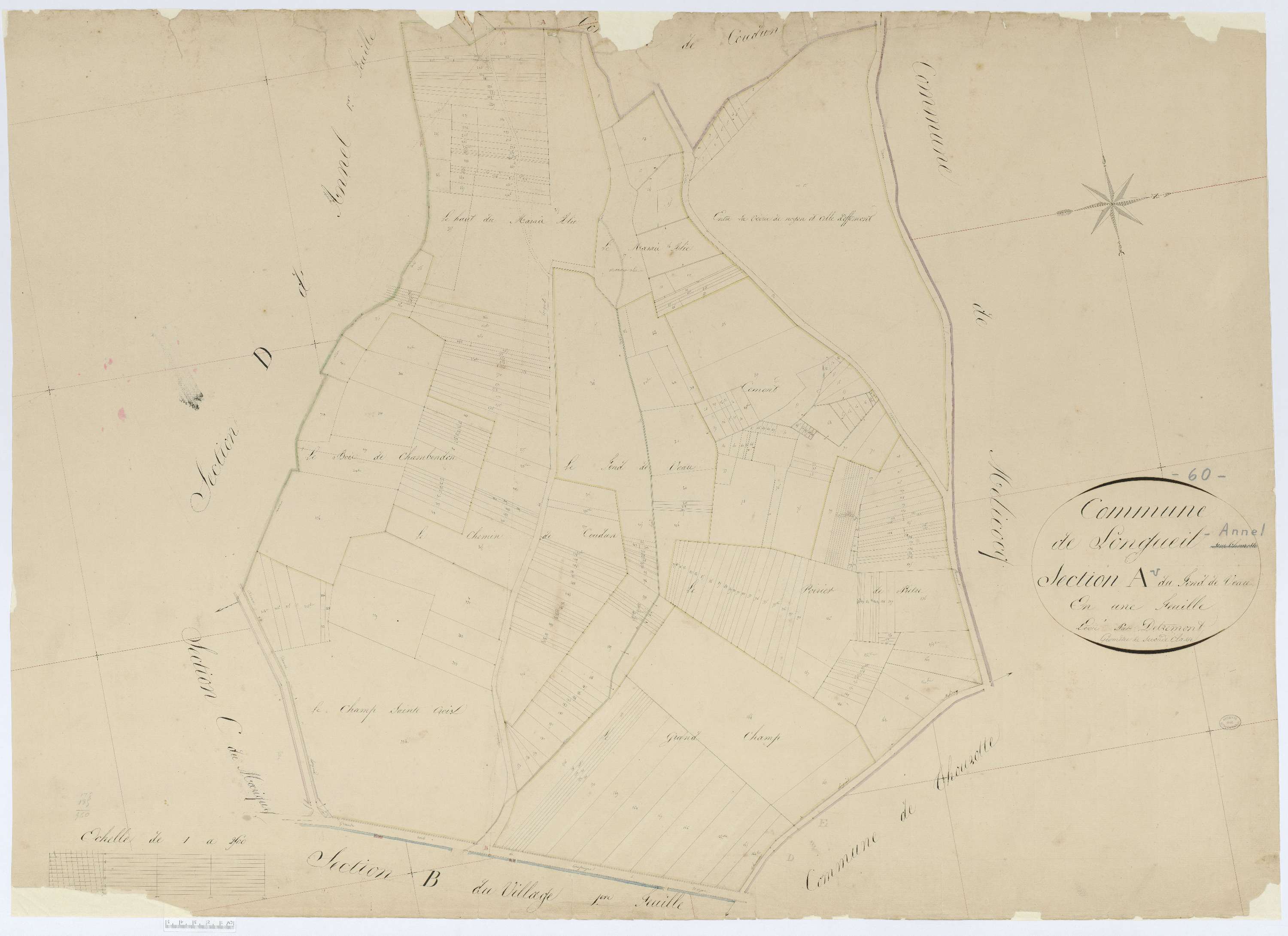 Longueil-Annel - Cadastre napoléonien, section A, feuille unique