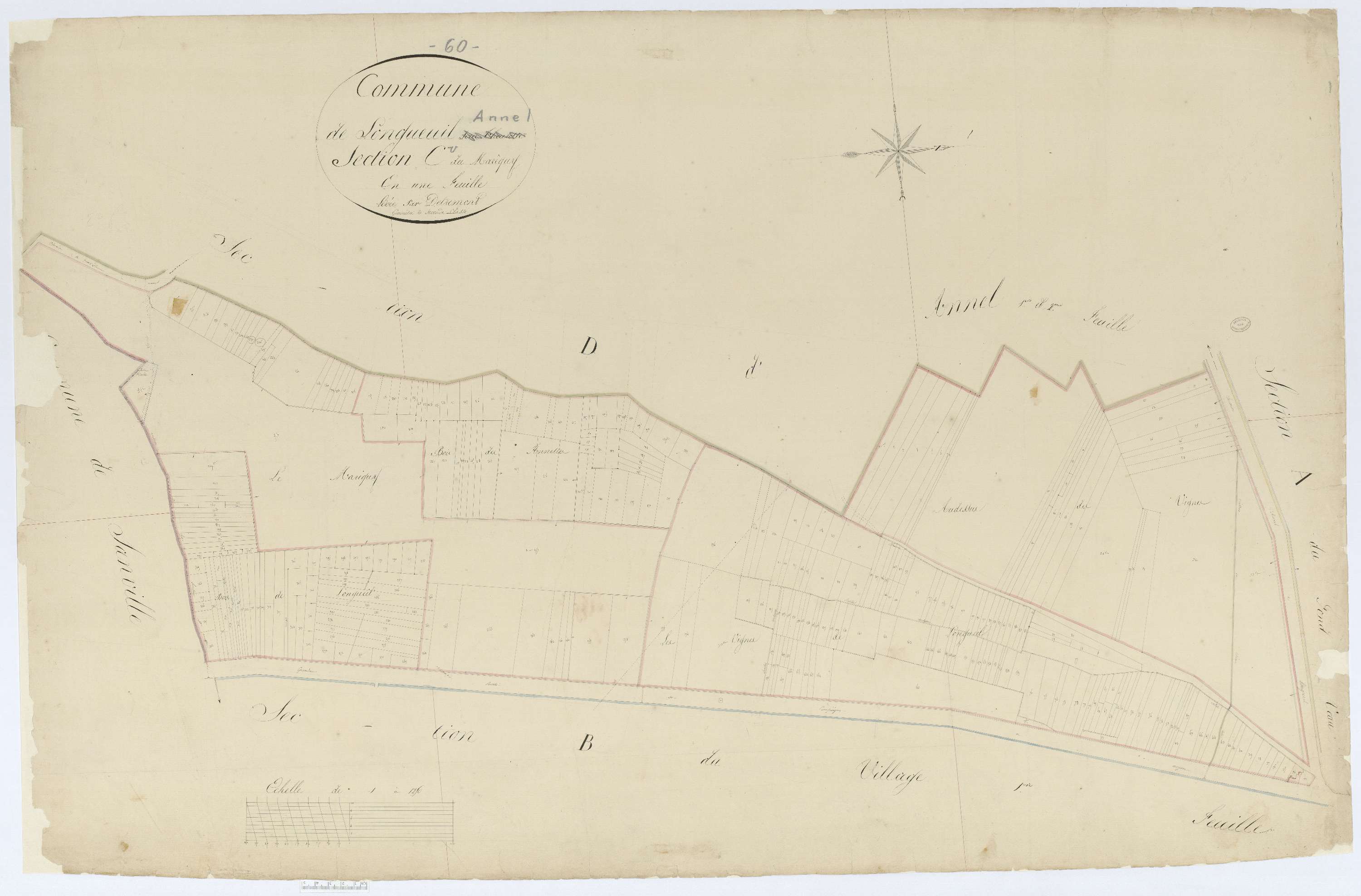 Longueil-Annel - Cadastre napoléonien, section C, feuille unique
