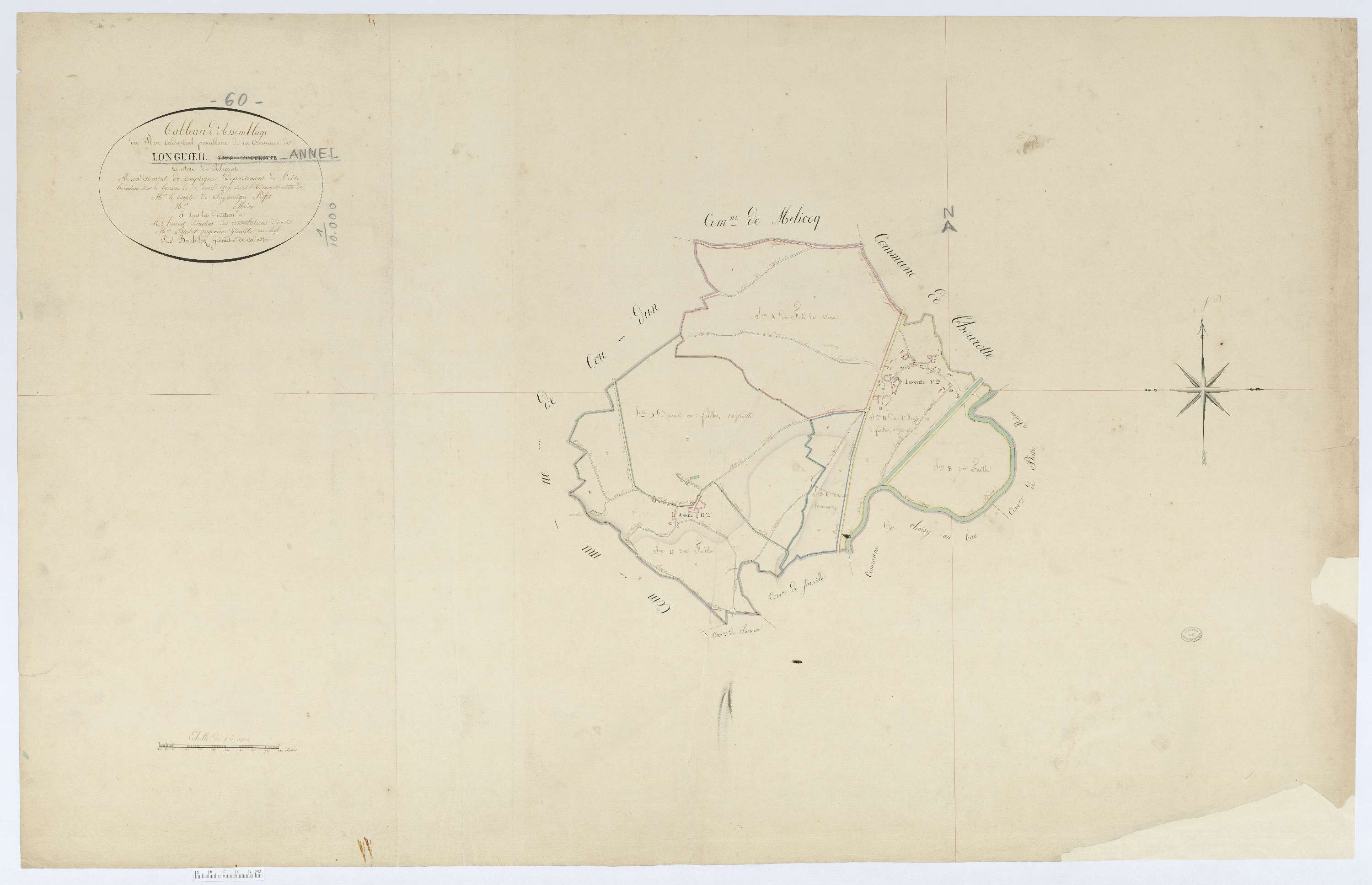 Longueil-Annel - Cadastre napoléonien, tableau d'assemblage