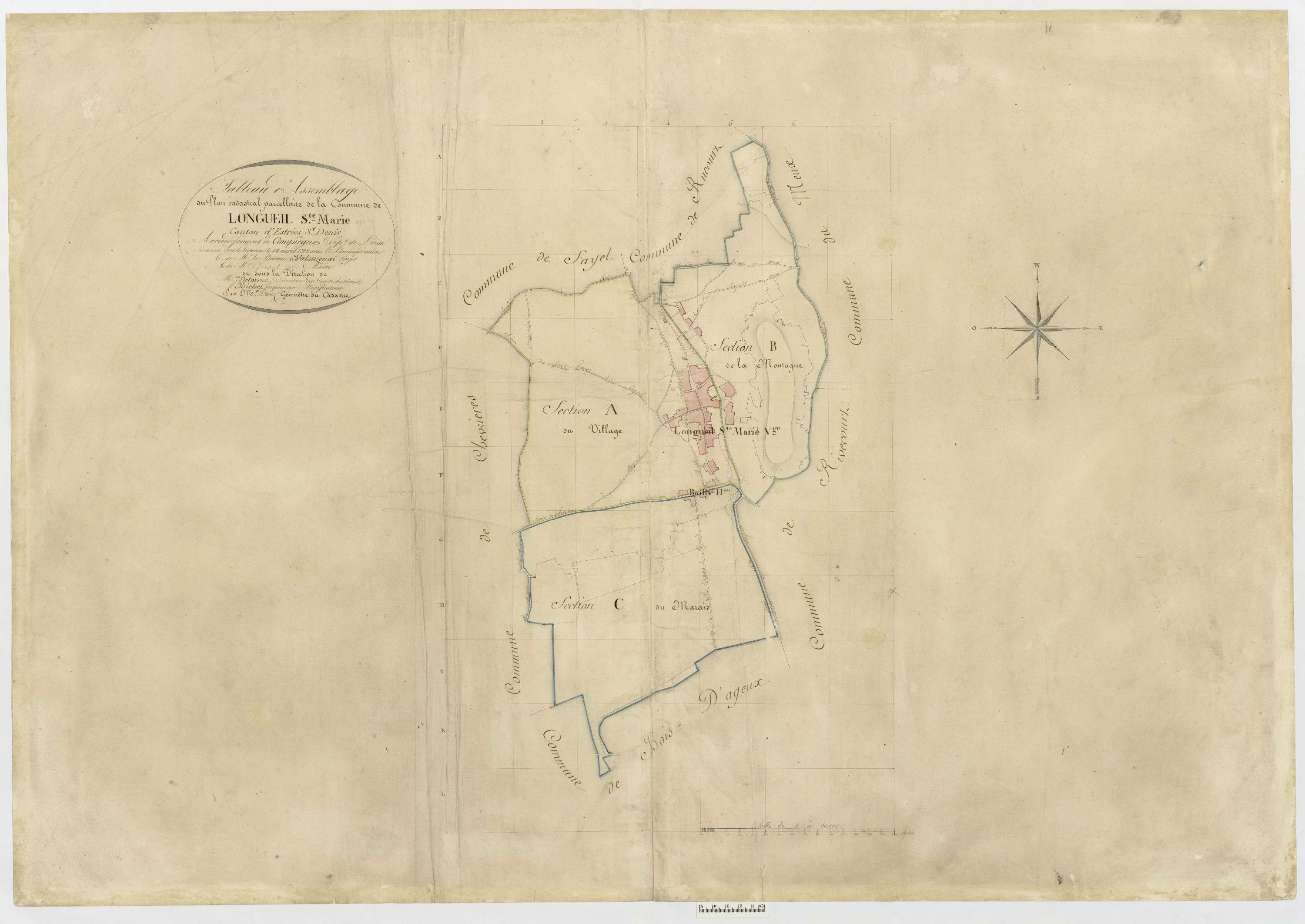 Longueil-Sainte-Marie - Cadastre napoléonien, tableau d'assemblage