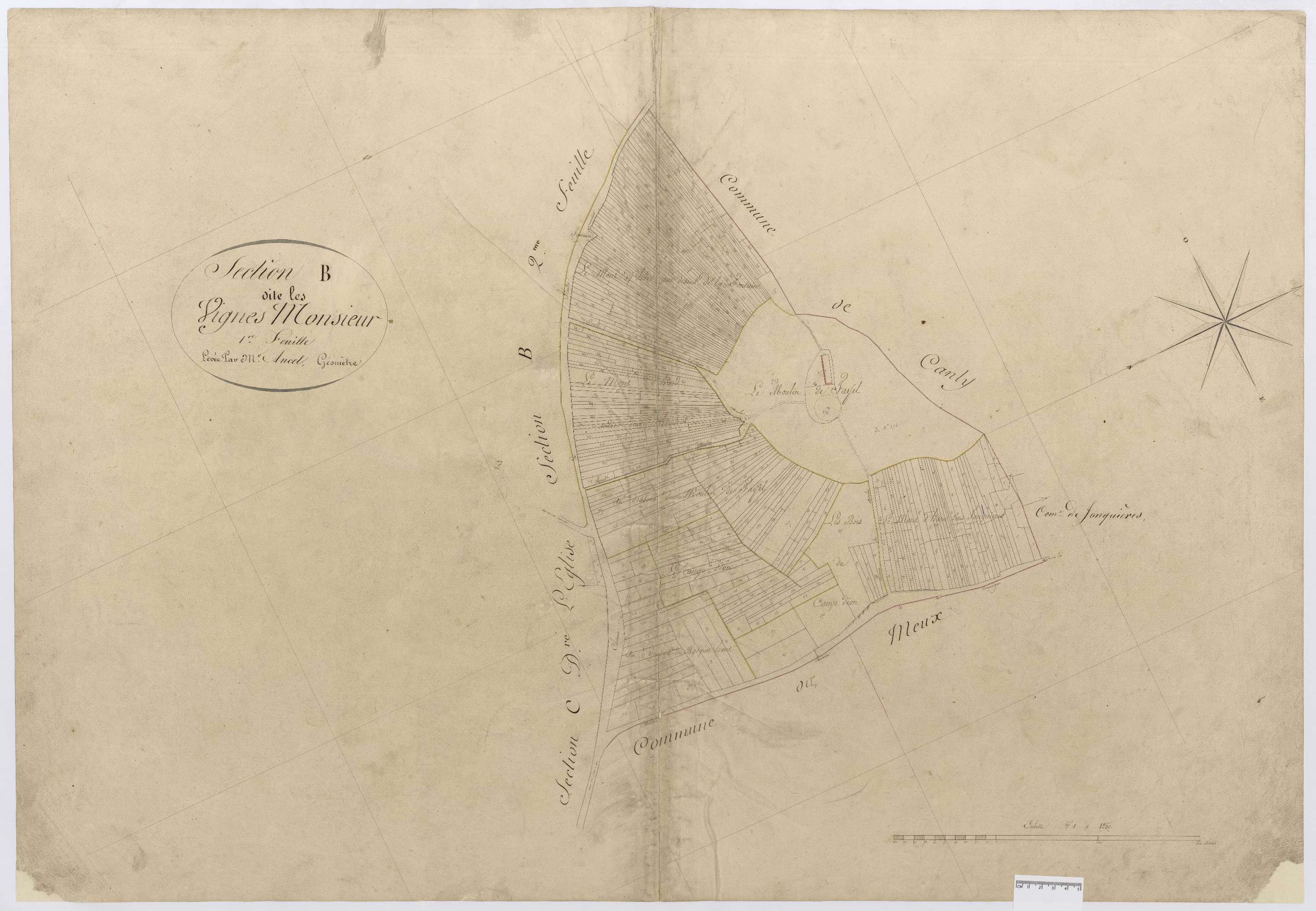 Longueil-Sainte-Marie - Cadastre napoléonien, section B1 de Rucourt