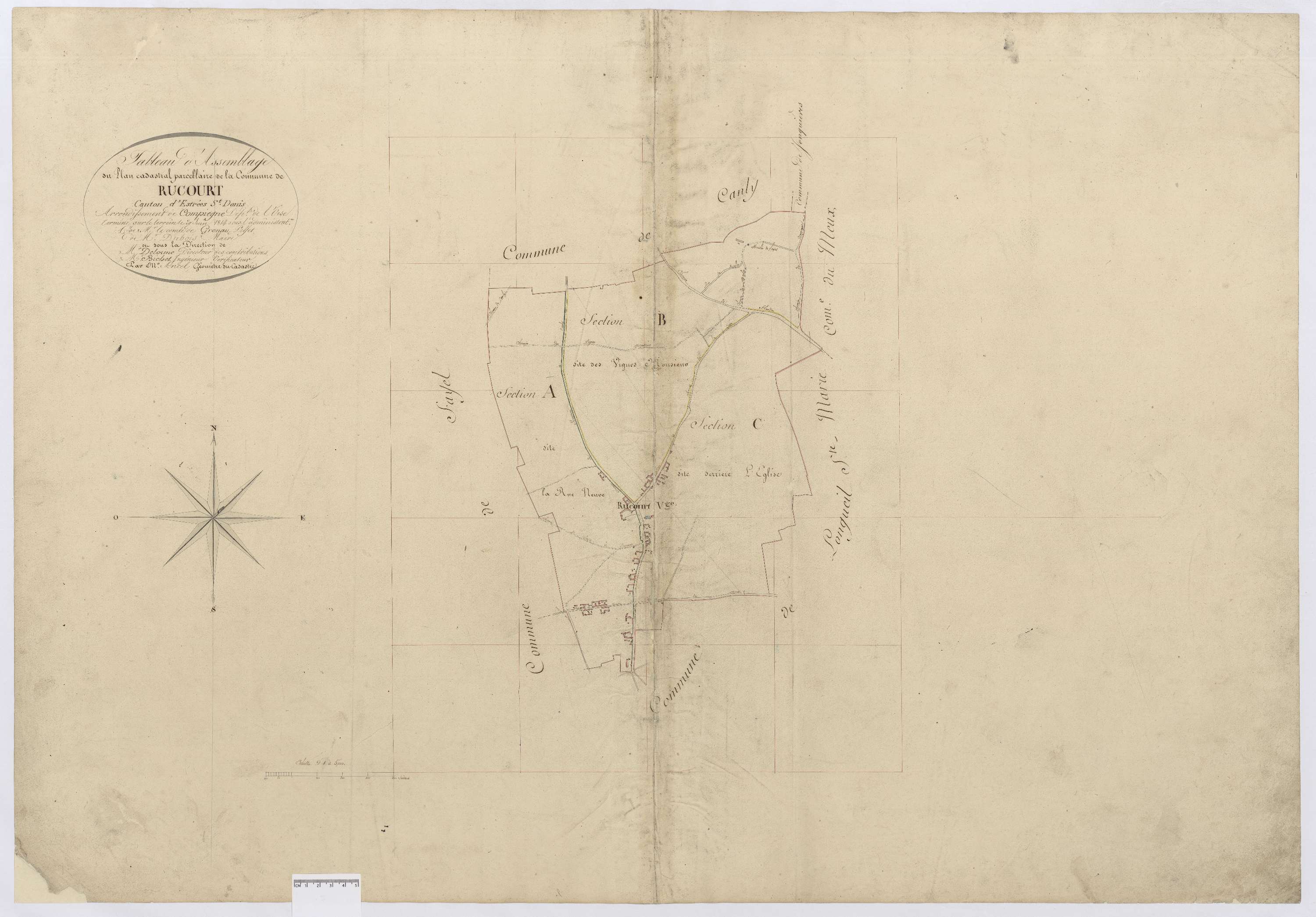 Longueil-Sainte-Marie - Cadastre napoléonien, tableau d'assemblage de Rucourt