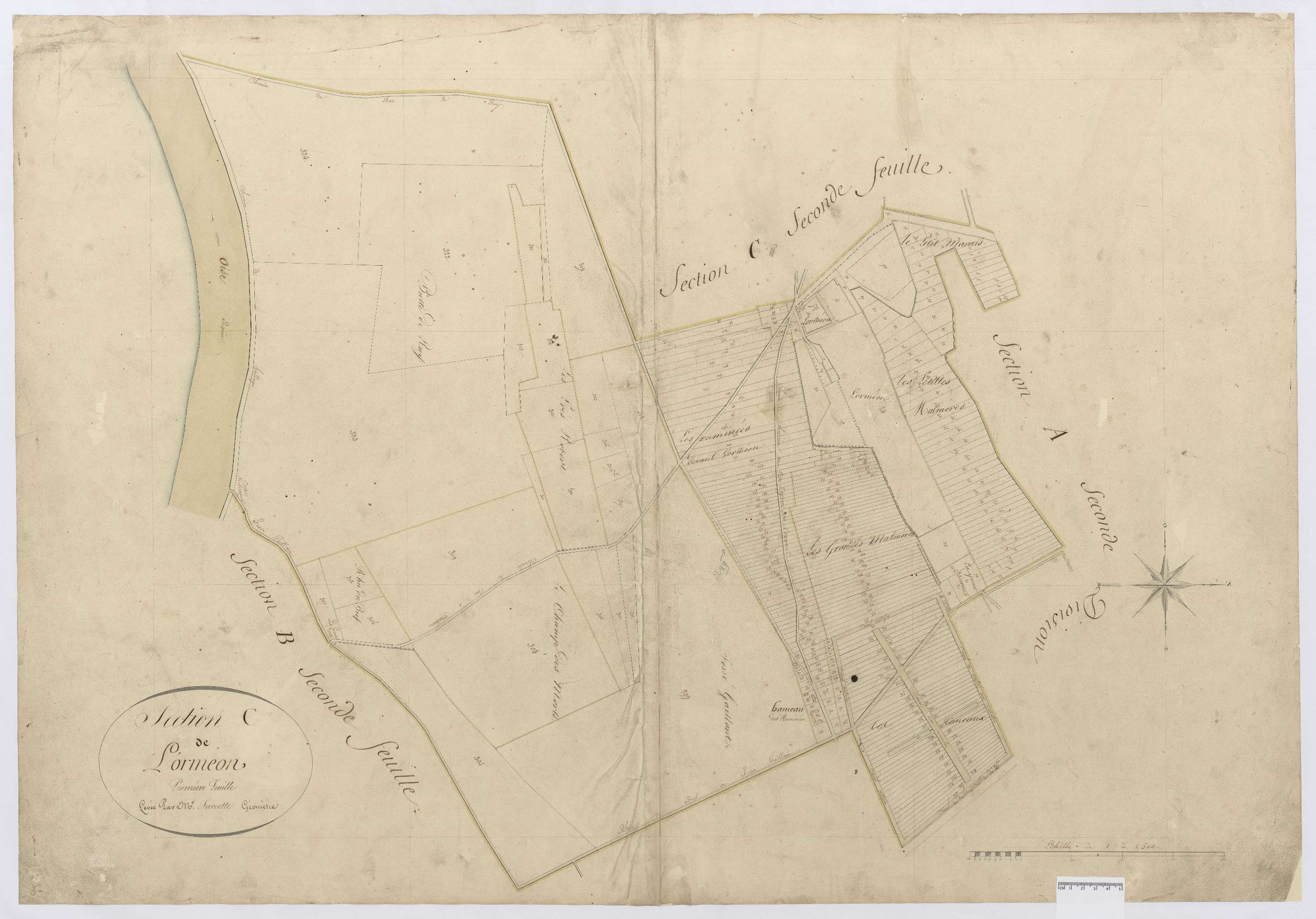 Longueil-Sainte-Marie - Cadastre napoléonien, section C1 de Bois d'Ageux