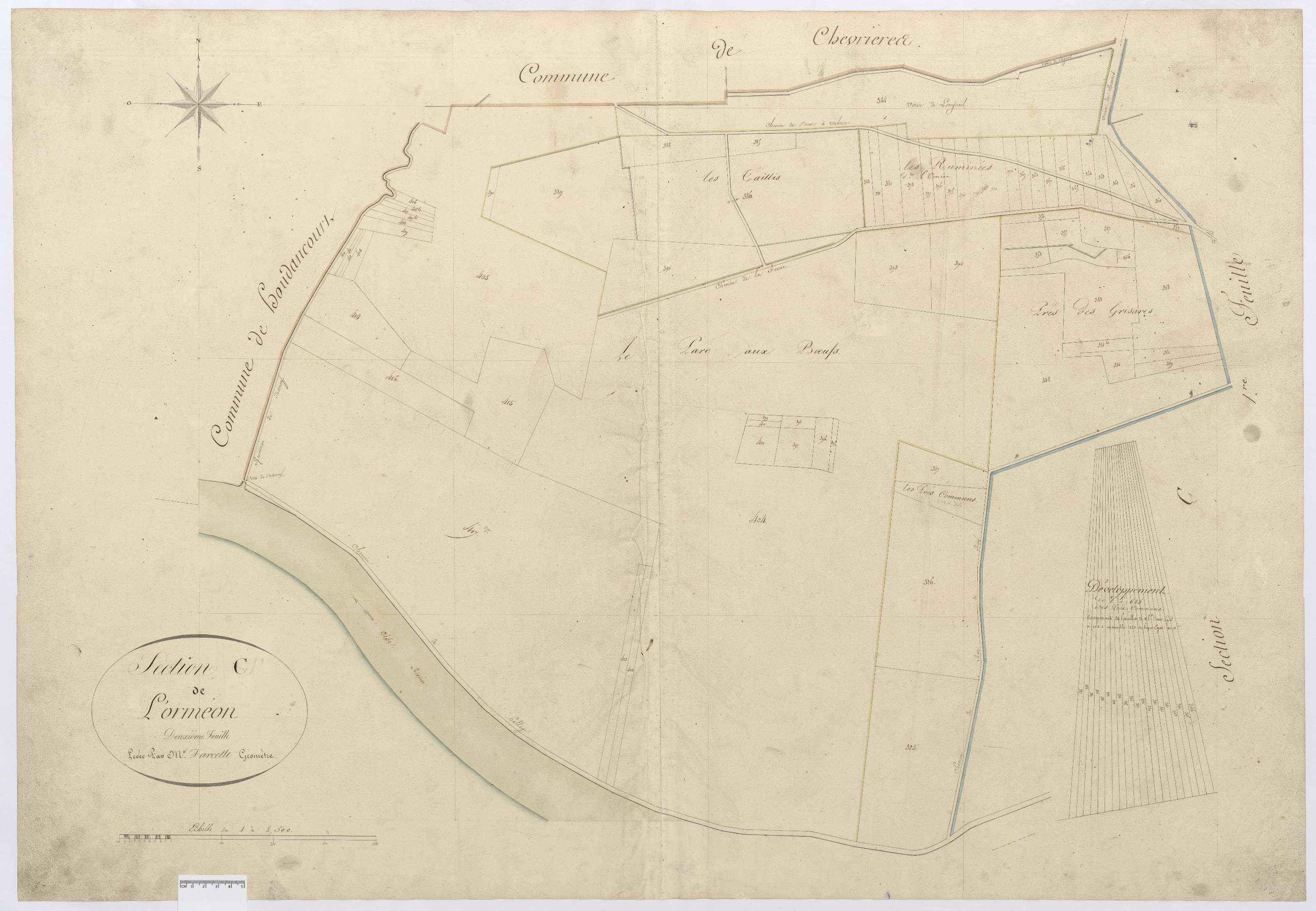 Longueil-Sainte-Marie - Cadastre napoléonien, section C2 de Bois d'Ageux