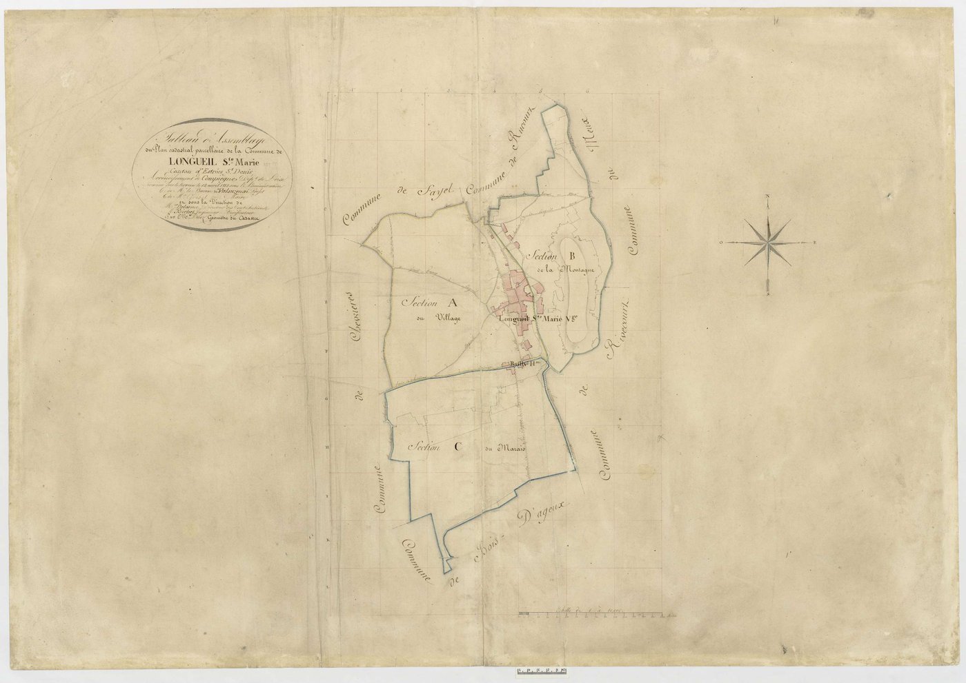 Longueil-Sainte-Marie - Cadastre napoléonien, tableau d'assemblage
