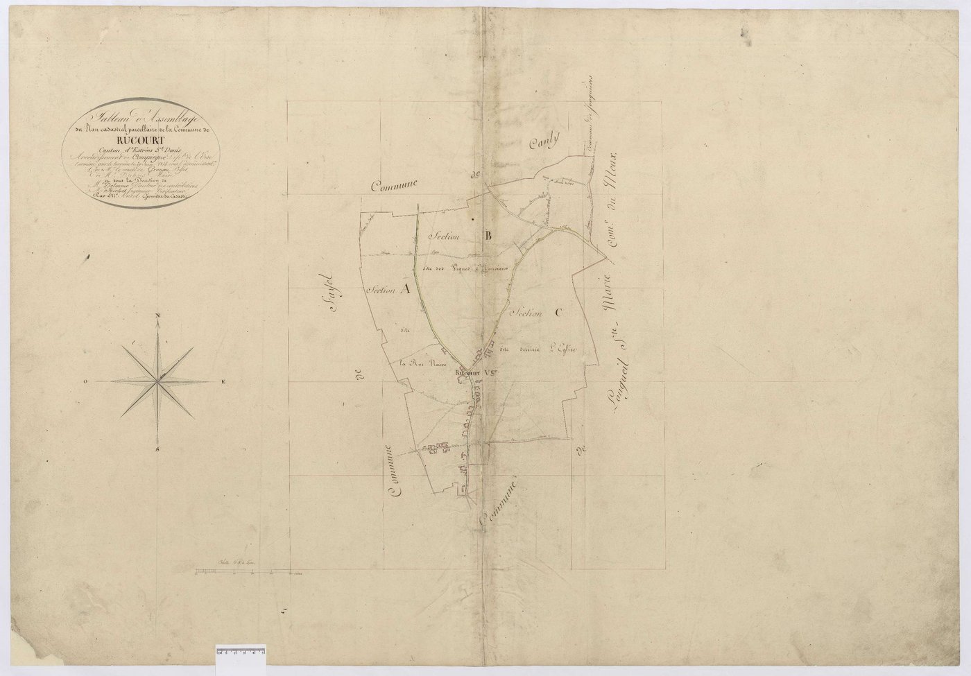 Longueil-Sainte-Marie - Cadastre napoléonien, tableau d'assemblage de Rucourt